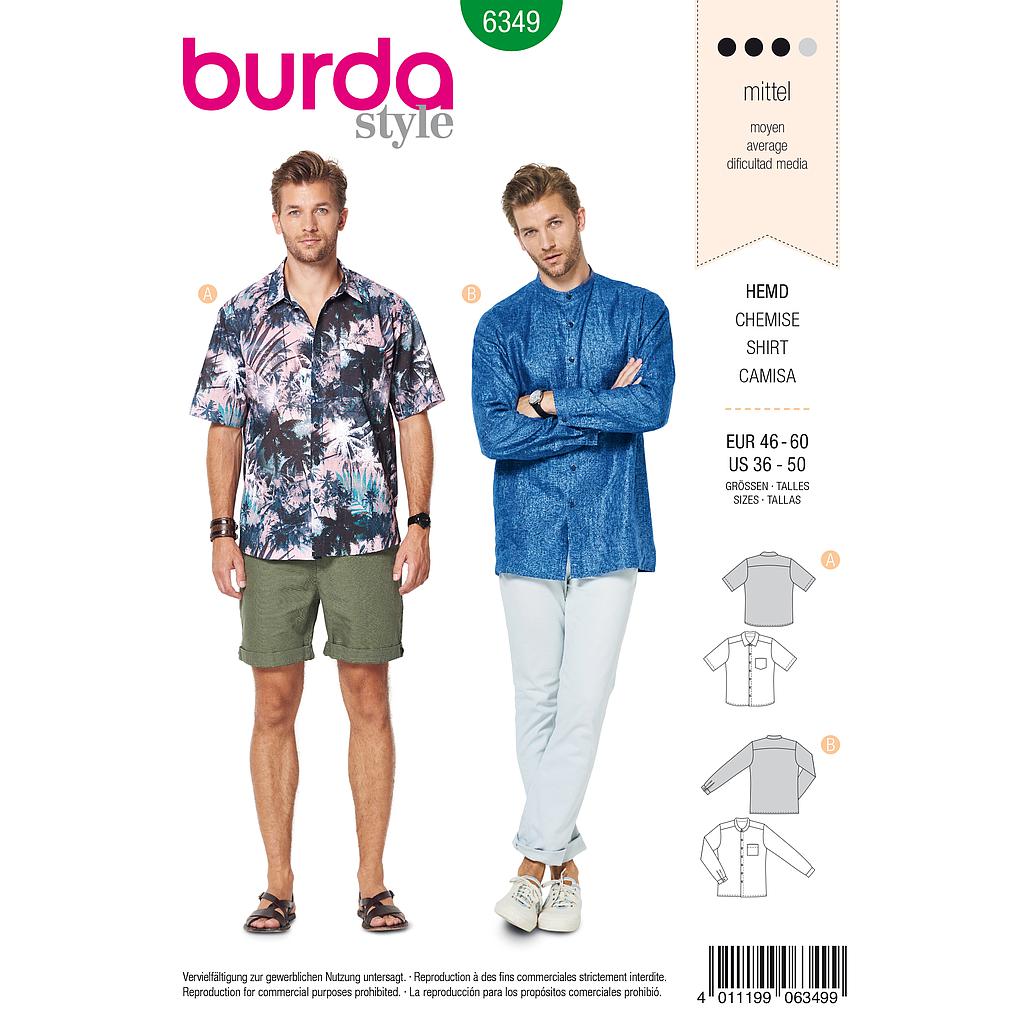 [B6349] Patron Burda 6349 - Chemise Hommes de 48 à 62