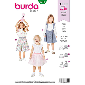 Patron Burda 9319 - Jupe pour filles de 2 à 7 ans