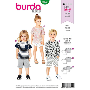 Patrón Burda 9322 - Camiseta para niños de 3 a 8 años