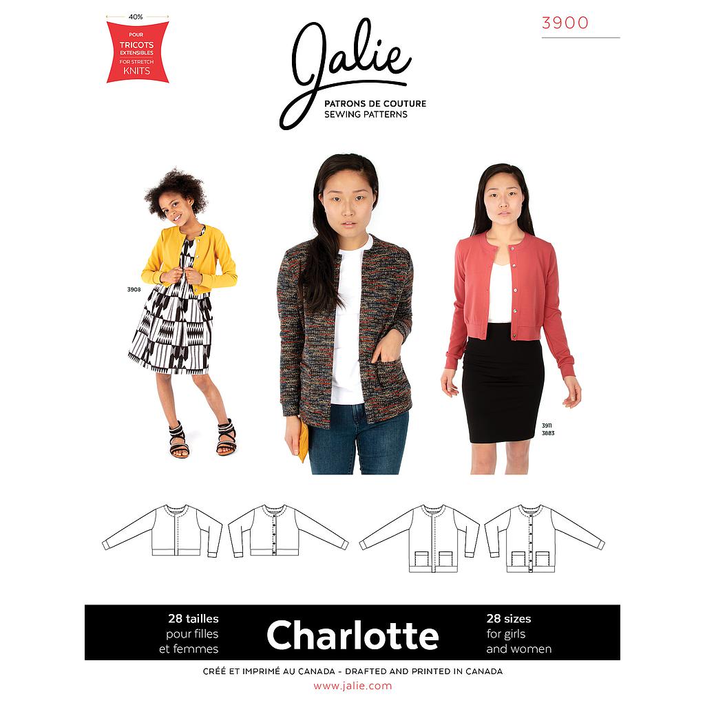 [JAL-3900] Patron JALIE 3900 CHARLOTTE Cardigan pour femme et filles de 36 à 58 et de 2 à 13 ans