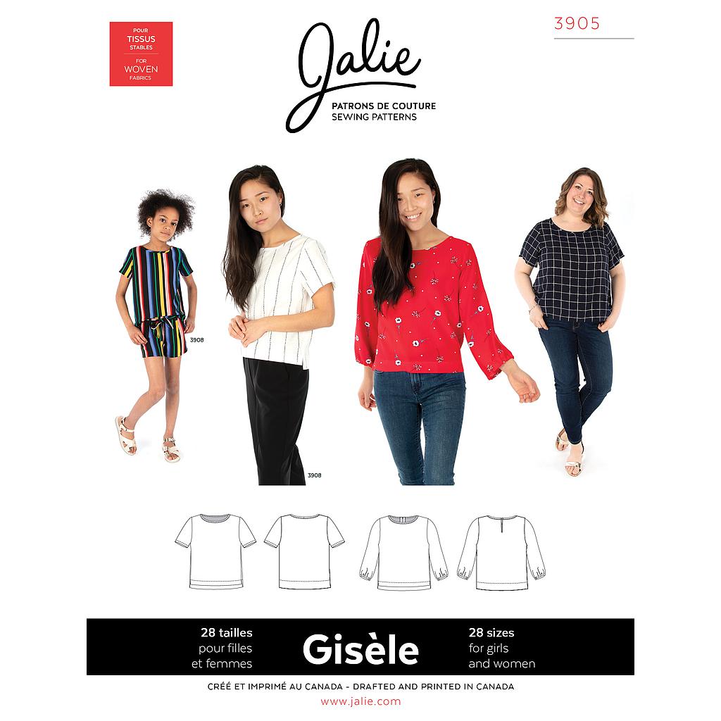 [JAL-3905] Patron JALIE 3905 GISELE haut moderne pour femme de 36 à 58 et fille de 2 à 13 ans
