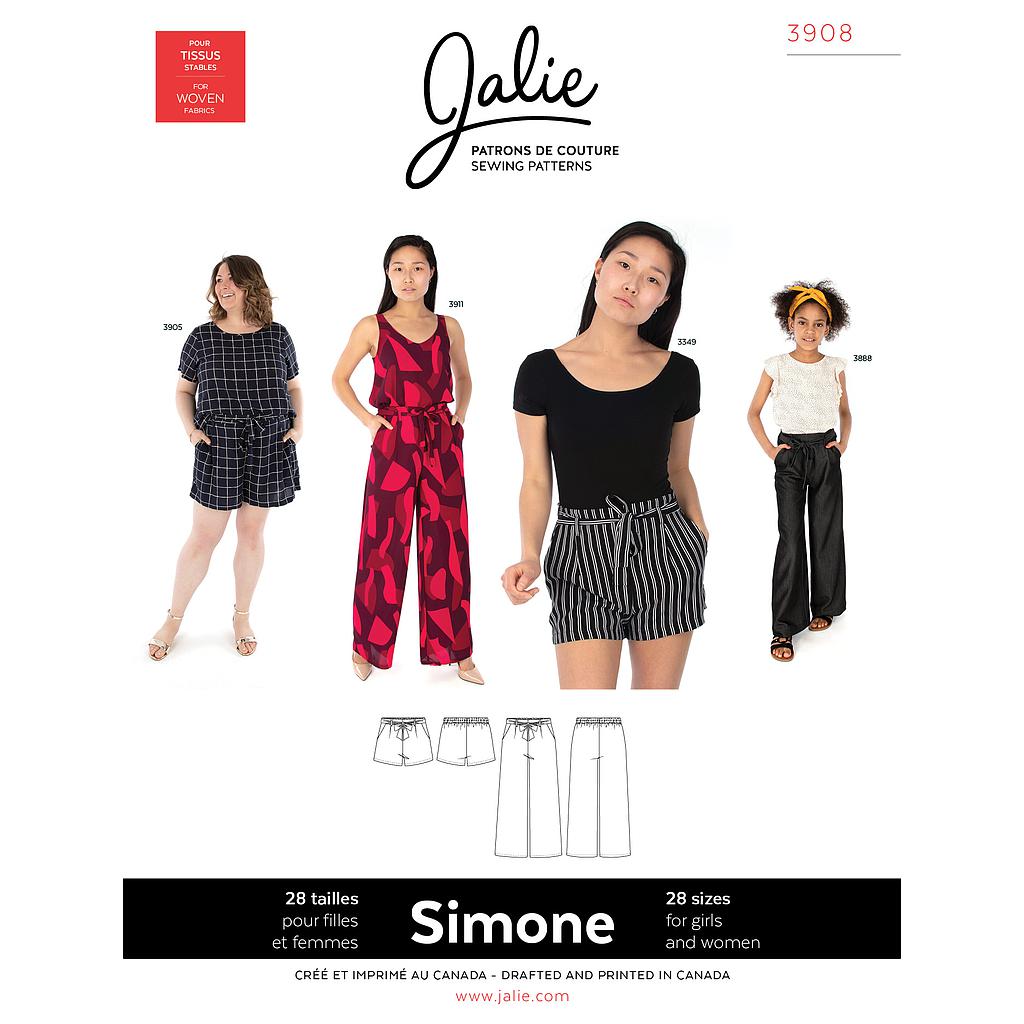 Patron JALIE 3908 SIMONE Pantalon ample et short pour femmes et filles de 36 à 58 et de 2 à 13 ans