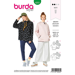 Patron Burda 6253 Sweat shirt pour femmes de 36 à 46