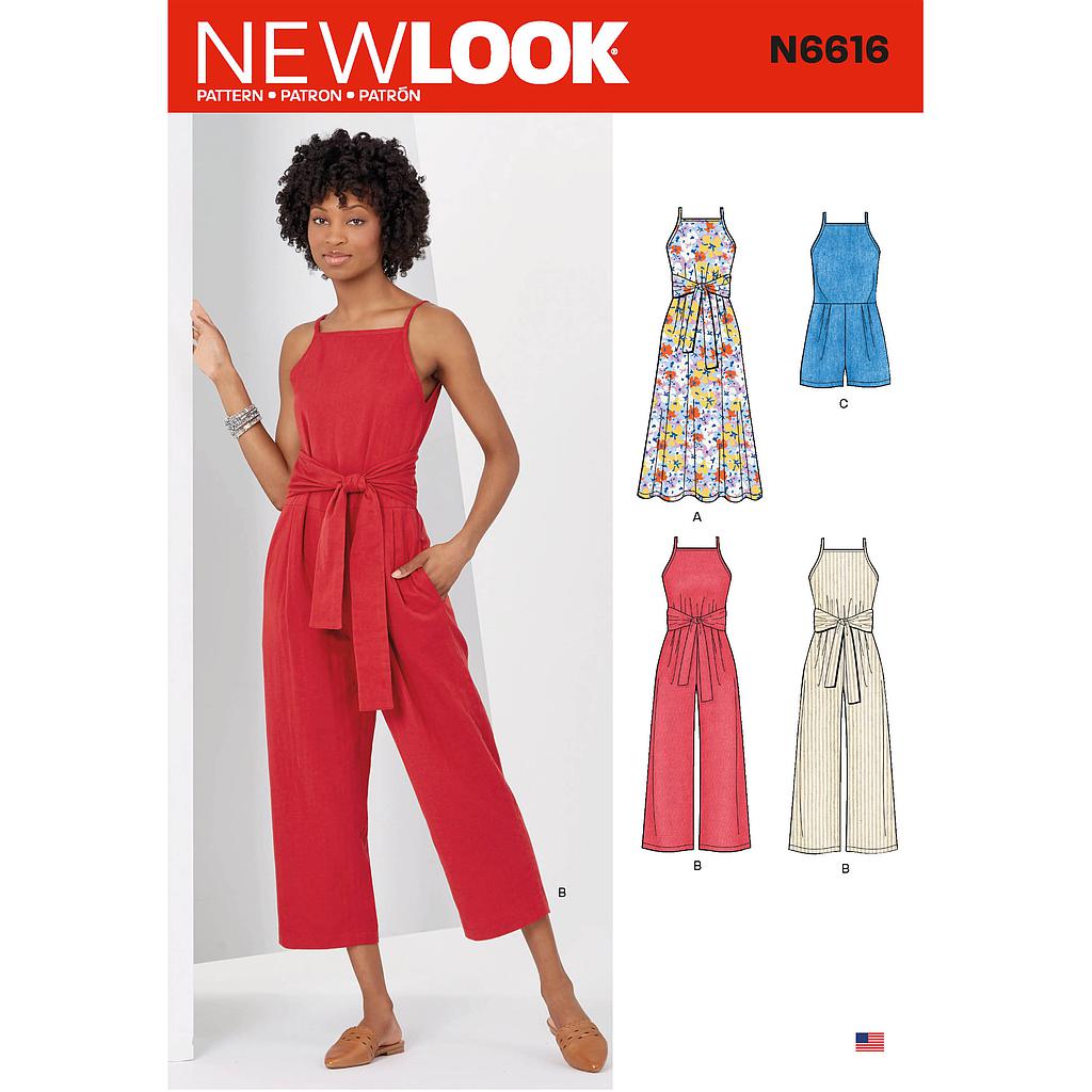 [NL6616] Patron New Look 6616 Robe et combinaison à bretelles pour femmes de 36 à 48
