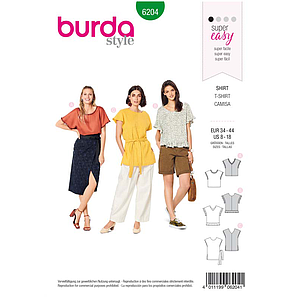 Patron Burda 6204 Tee-Shirt blouse femme réversible - du 36 au 46