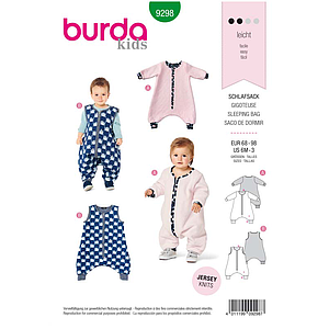Patron Burda 9298 Combinaison - Gigoteuse bébé avec des jambes - de 6 à 36 mois