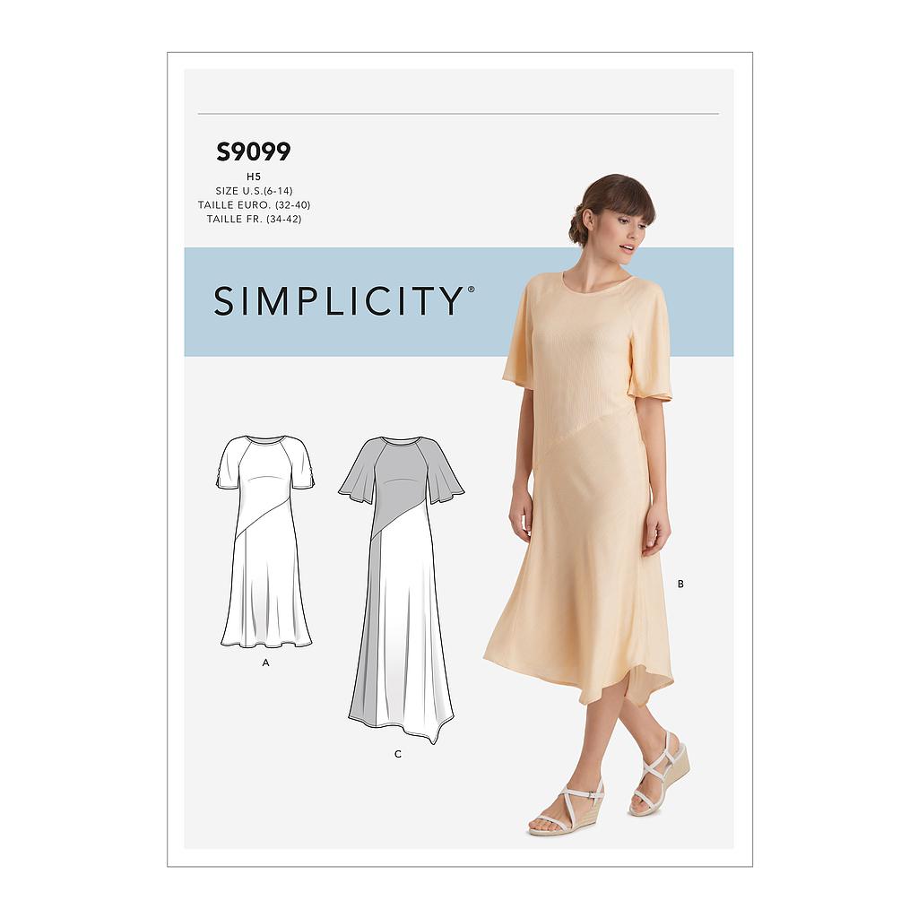 Patron Simplicity 9099 Robe femme fluide asymétrique - du 34 au 52#