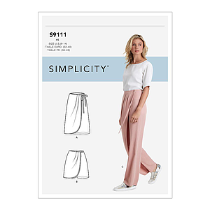 Patron Simplicity 9111 Pantalon femme portefeuille ou short & jupe - du 34 au 52