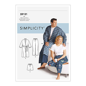 Patron Simplicity 9131 Ensemble pyjama mixte avec peignoir - S à 3XL
