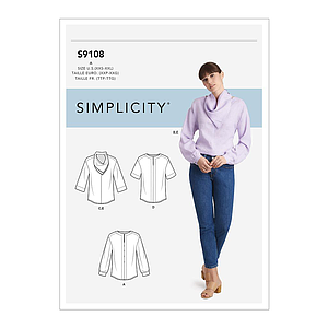 Patron Simplicity 9108 T-shirt ou Sweat Femme avec col foulard détachable - 2XS au 2XL