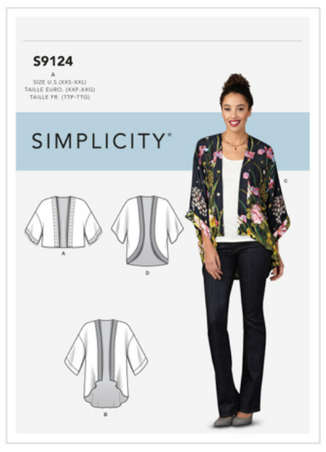 [S9124.A] Patron Simplicity 9124 Kimono femme - de 2XS à 2XL