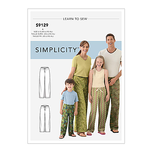 Patron Simplicity 9129 pantalon de pyjama famille - XS à XL