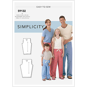 Patron Simplicity 9132 Pantalon de Pyjama pour toute la famille - S à XL