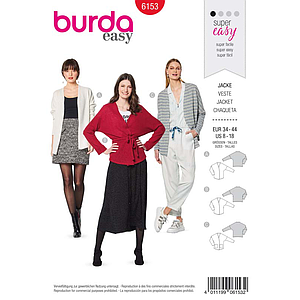 Patron Burda 6153 Cardigan épaules débordantes - du 34 au 44