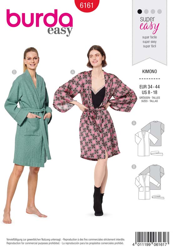 [B6161] Patron Burda 6161 Kimono peignoir - du 34 au 44