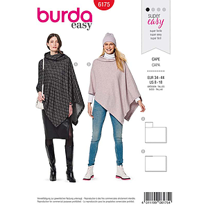 Patron Burda 6175 Cape rectangulaire à col roulé - du 34 au 44