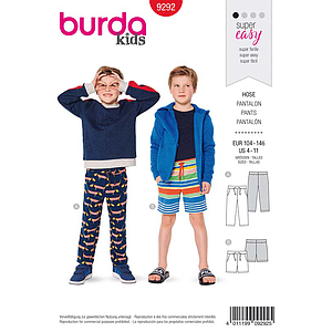 Patron Burda 9292 Pantalon short ceinture extensible - de 4 à 11 ans