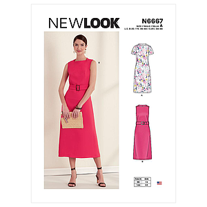 Patron New Look 6667 Robe droite avec pinces à la française