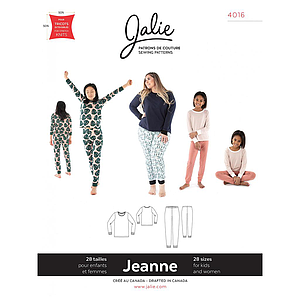 Patron Jalie 4016 JEANNE - Pyjama 2 pièces en tricot - Femme, enfants unisexe et grandes tailles