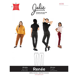Patron Jalie 4018 RENÉE - Pantalon cigarette à taille haute sur élastique- Femme, fille, grandes tailles