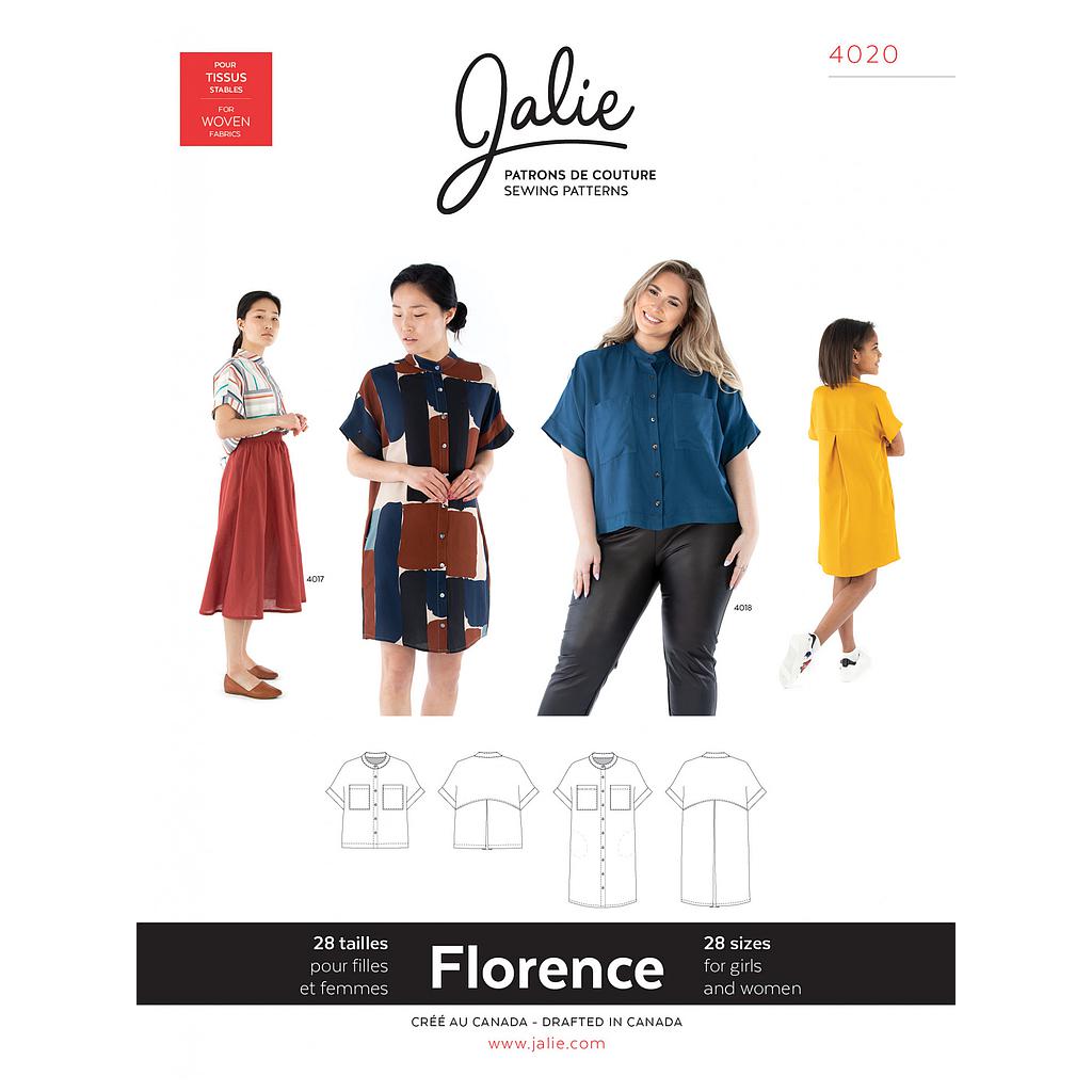 [JAL-4020] Patron Jalie 4020 FLORENCE - Chemisier et Robe ample à col rond - Femme, fille, grandes tailles