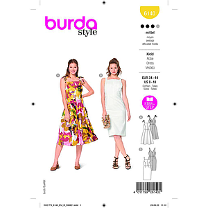 Patron Burda 6140 - Robes à bretelles chics avec variations de jupes du 36 au 46