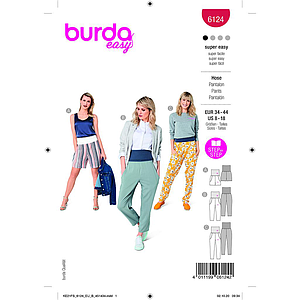 Patron Burda 6124 - Pantalon à large ceinture en tricot du 36 au 46
