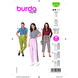 Patron Burda 6110 - Pantalons à pinces, variations de longueurs du 36 au 46