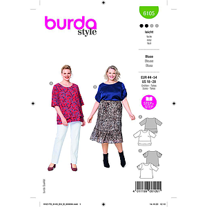 Patron Burda 6105 - Blouses façon Tee-Shirt sans fermeture du 36 au 46