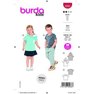 Patron Burda 9283 - Tee-shirt Hoody à capuche enfant du 92 au 122 cm