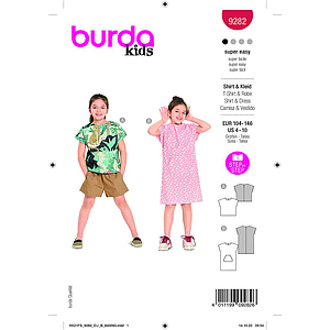 Patron Burda 9282 - Tee-shirt et Robe enfant spécial débutant du 104 au 140 cm