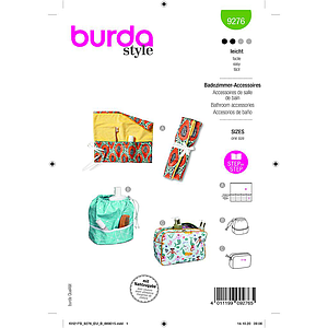 Patron Burda 9276-  3 Accessoirs salle de bain, trousses de toilette - taille unique