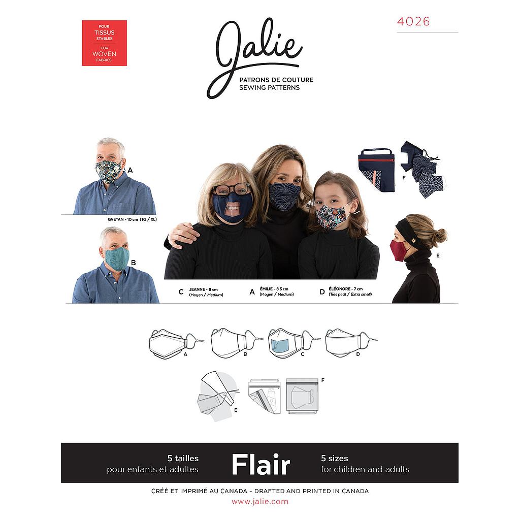 Patron Jalie 4026 FLAIR -  Masque et sa pochette, toutes tailles