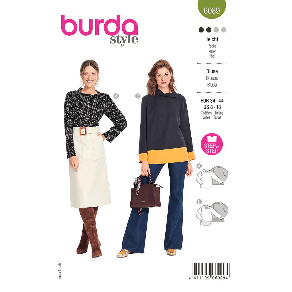 [B6090] Patron Burda 6090- Veste sweat-shirt avec fermeture à glissière du 36 au 46