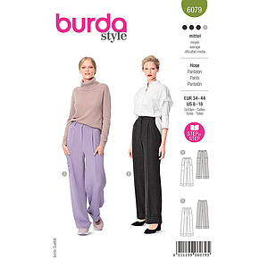 Patron Burda 6079 - Pantalon avec pinces et ceinture en forme du 36 au 46