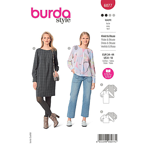 Patron Burda 6077 - Robe et blouse dans une coupe droite avec poignets du 36 au 46