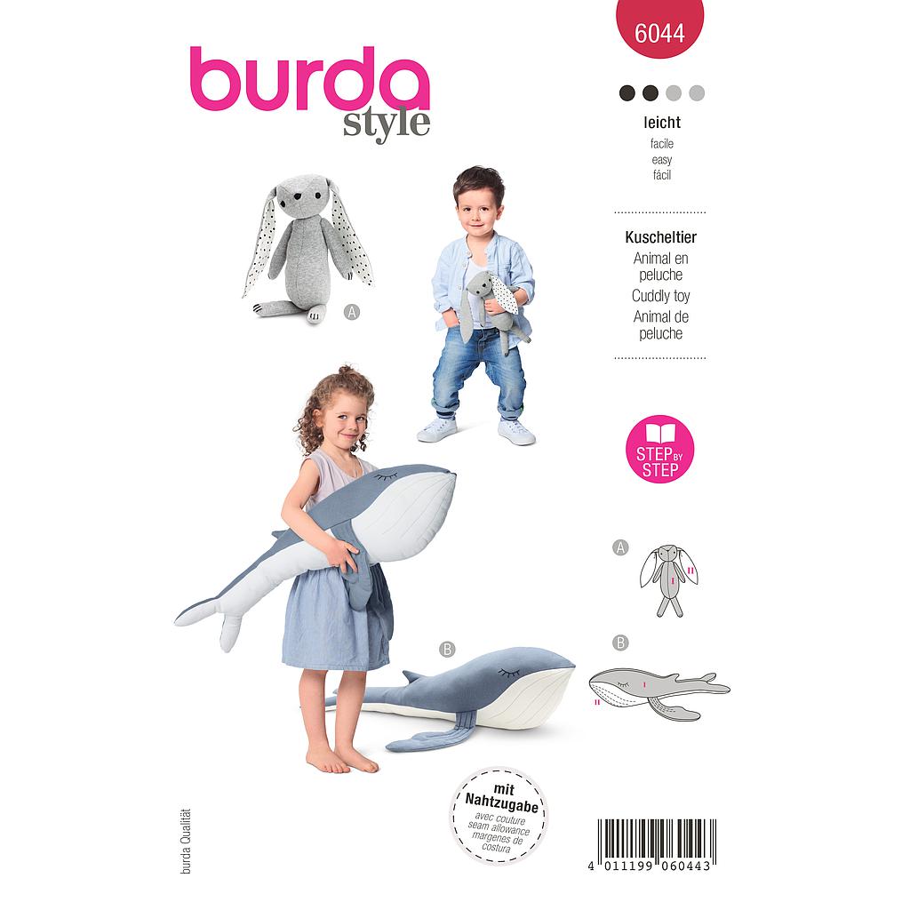 [B6044] Patron Burda 6044 - Peluches - lapin et baleine 