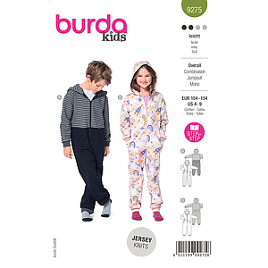 Patron Burda 9275 - Combinaison Enfant Mixte à capuche du 104 au 134
