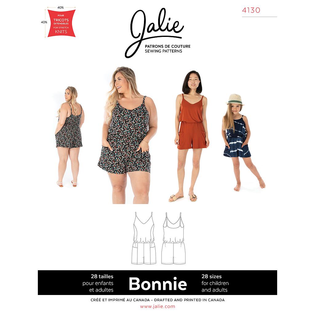 Patron Jalie 4130 BONNIE- Combi-short- Femme, Enfant fille