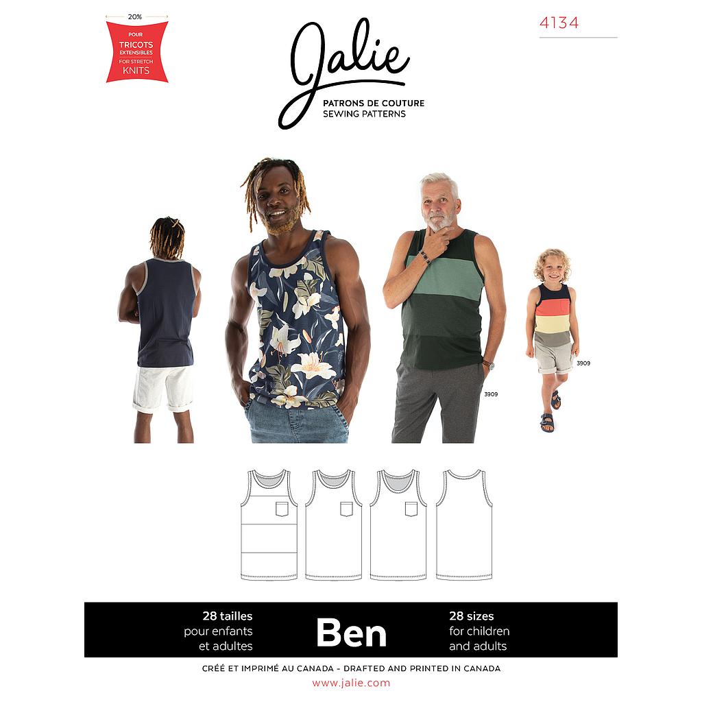 [JAL-4134] Patron Jalie 4134 BEN- Débardeurs sans manches- Homme, Enfants Mixte