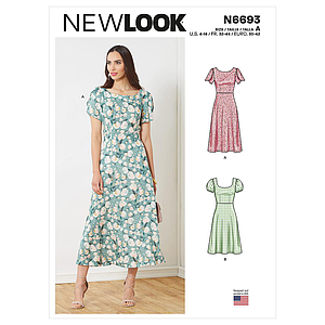 Patron New Look 6693 - Robe avec haut ajusté et couture taille du 32 au 44