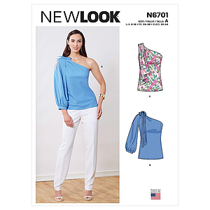 Patron New Look 6701 - Top avec 1 épaule nue avec variation de manches du 34 au 46