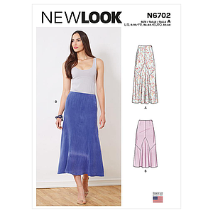 Patron New Look 6702 - Jupe longue slim avec empiècements du 34 au 46