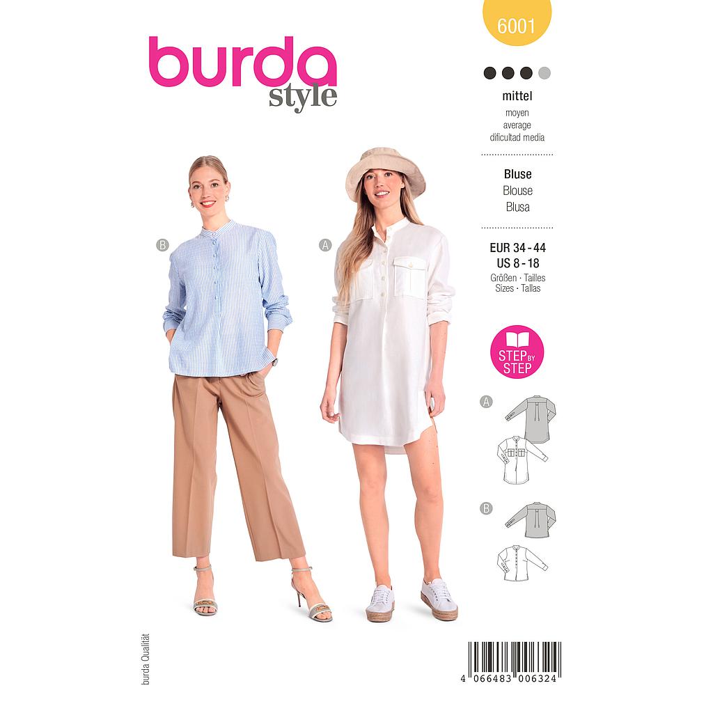 [B6001] Patron Burda 6001 - Chemisier classique aux détails raffinés du 36 au 46 (FR)