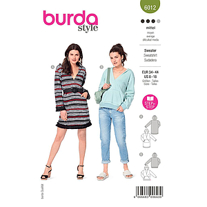 Patron Burda 6012 - Sweat- shirt à capuche et Robe du 36 au 46 (FR)
