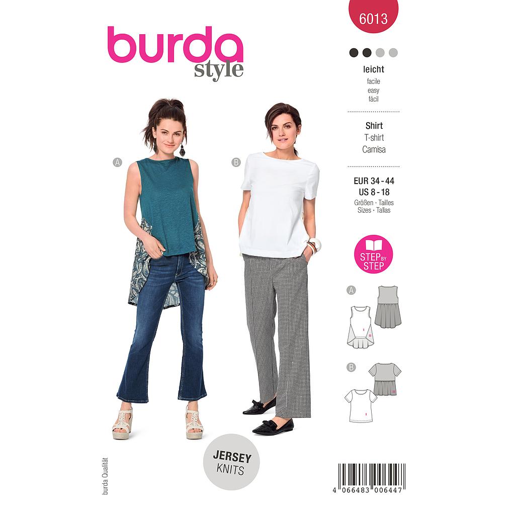 Patron Burda 6013 - T- shirts atypiques du 36 au 46 (FR)
