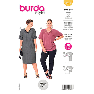 Patron Burda 6018 - Robe et Tee-shirt à manches raglan du 46 au 56 (FR)