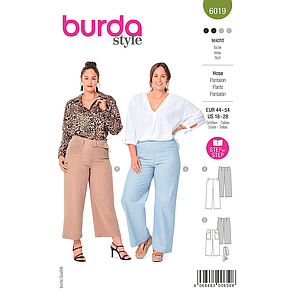 Patron Burda 6019 - Pantalon large à jambe droite du 46 au 56 (FR)