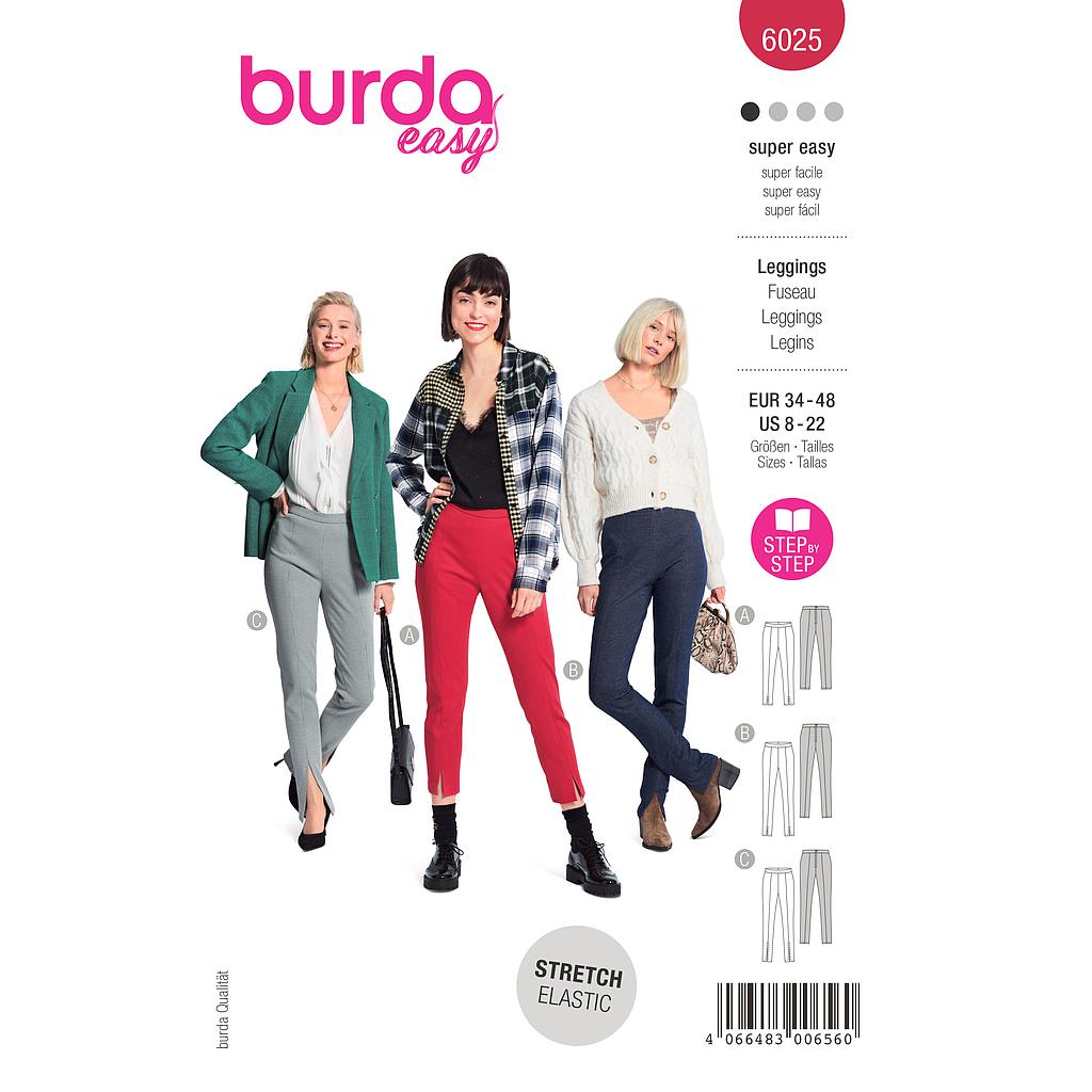 Patron Burda 6025 - Pantalons style leggins qui amincissent la silhouette du 36 au 46 (FR)