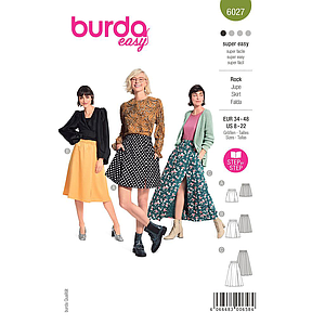 Patron Burda 6027 - Jupes à pans évasés, variations de longueurs du 36 au 46 (FR)